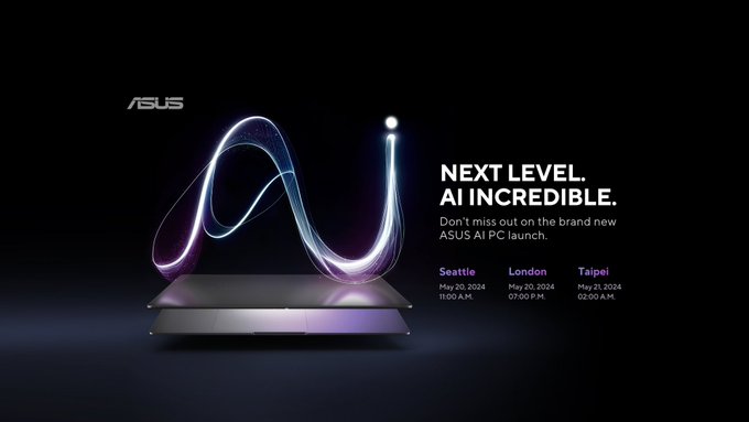 2024年5月21日に発表される新型「ASUS AI PC」